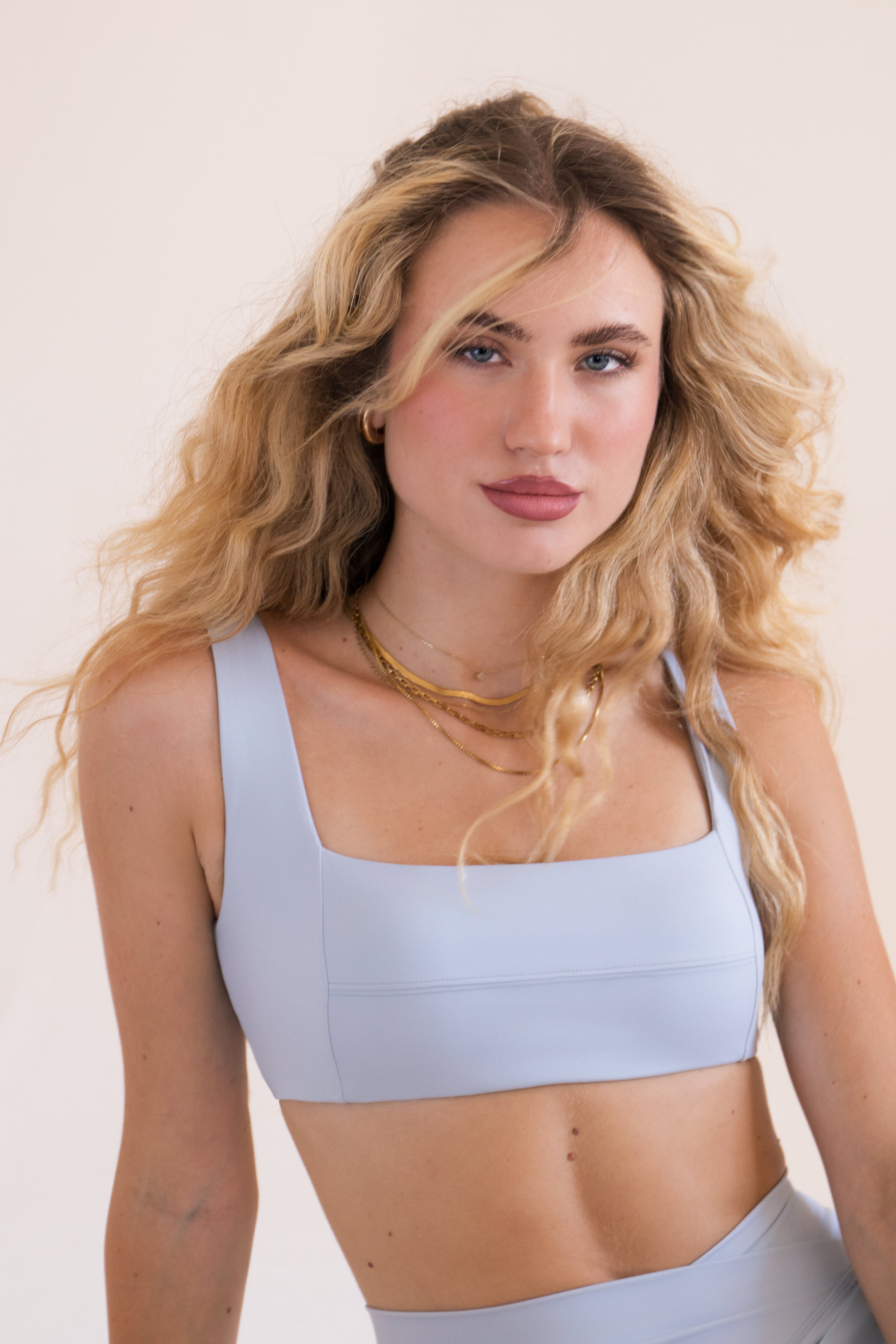 Women's Bandage Push-Up Sports Bra - Baby Blue | Square Neckline Compression