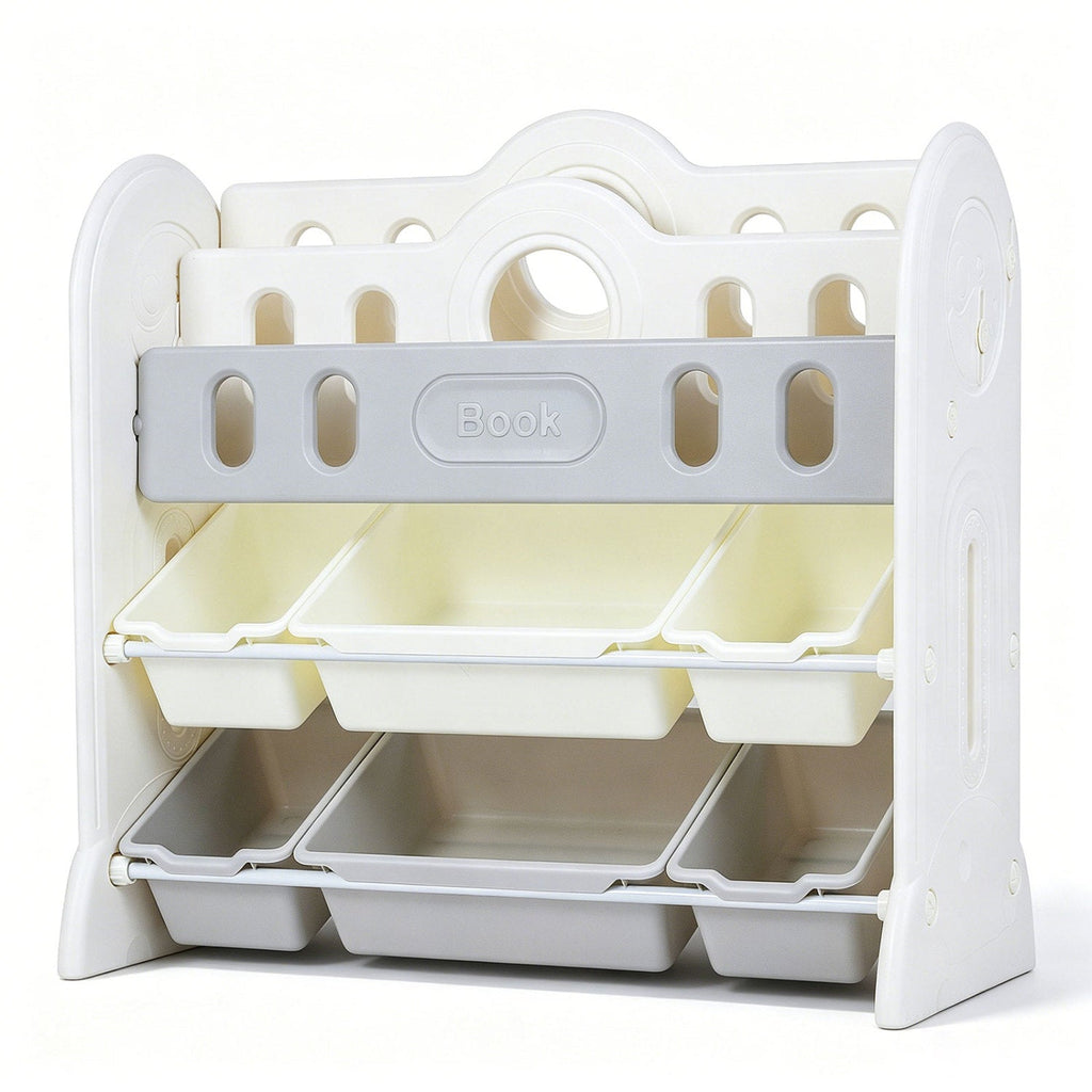 Kids Bookshelf and Toy Storage Organizer with 6 Bins