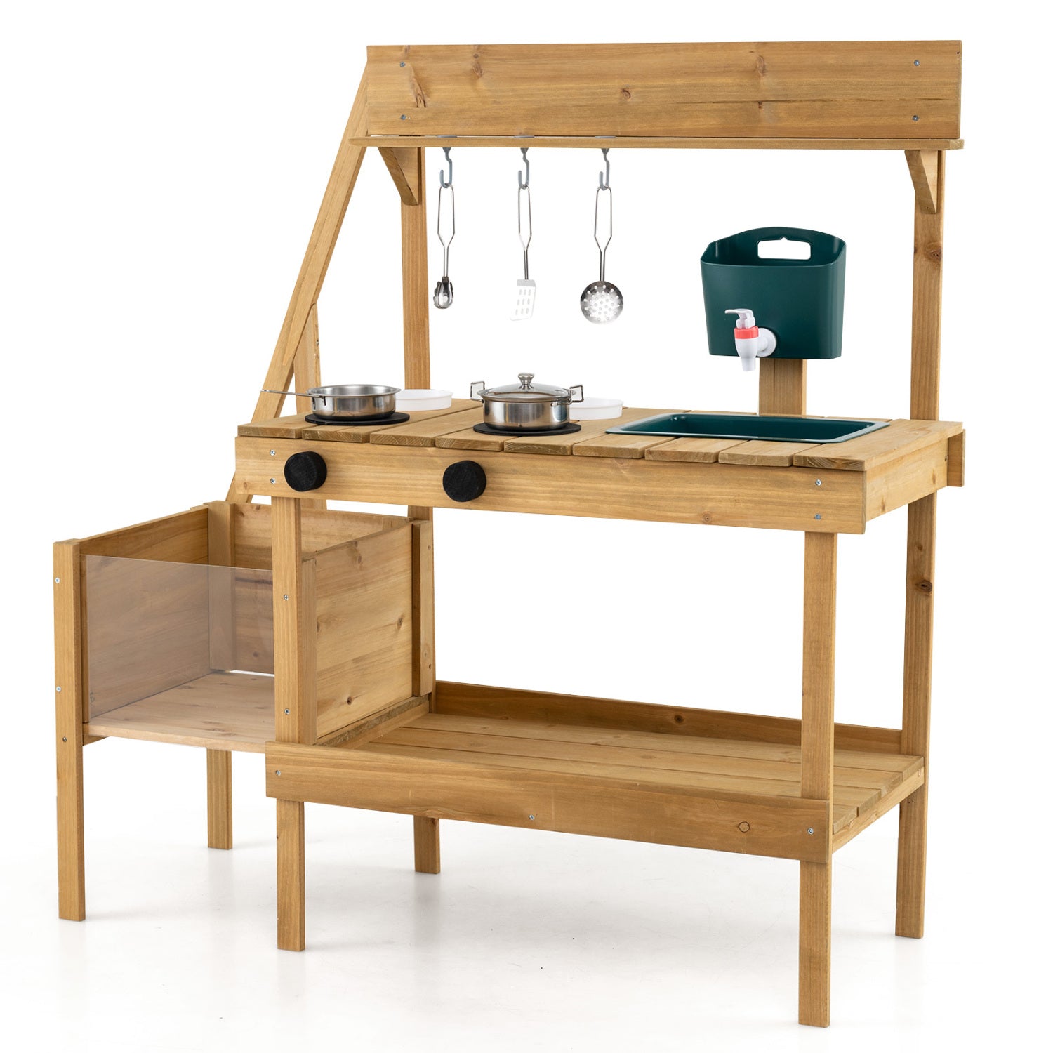 Wooden Mud Kitchen with Planter Box for Kids