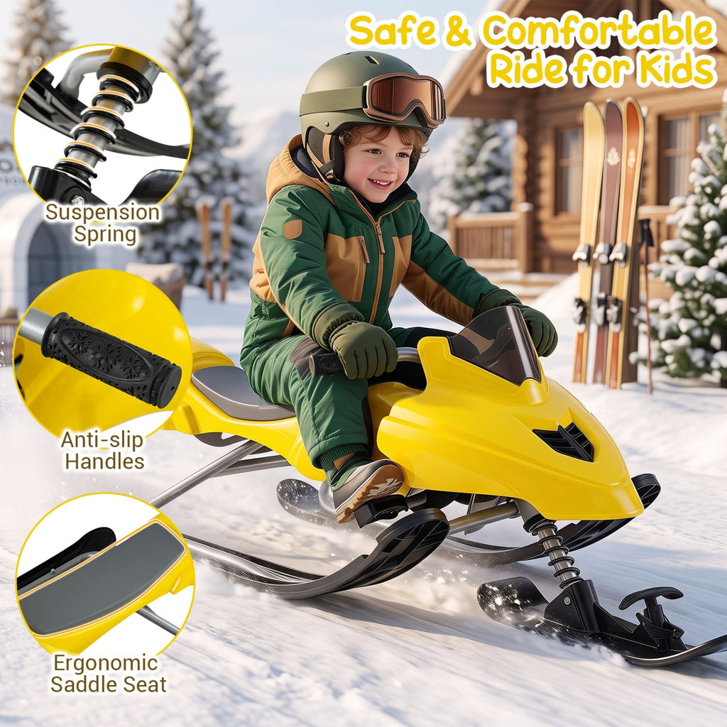 Snow Racer Sled with Brakes and Steering Handle for Kids
