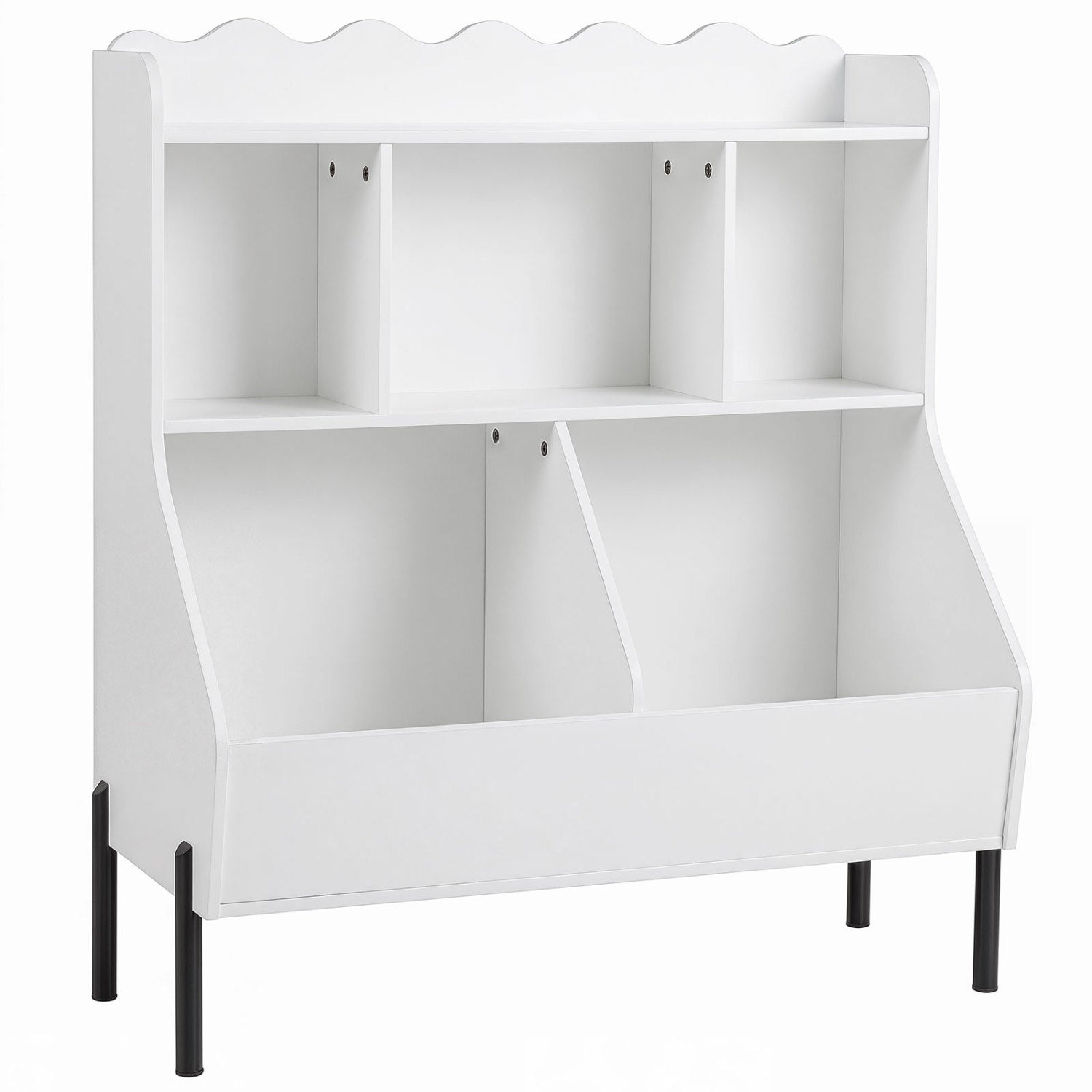 Kids Toy Storage Organizer with 5 Cubes and Bookshelf