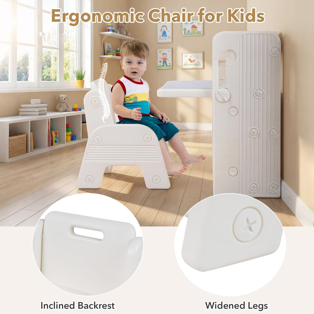 Kids Writing Desk and Chair Set with Side Bookshelves