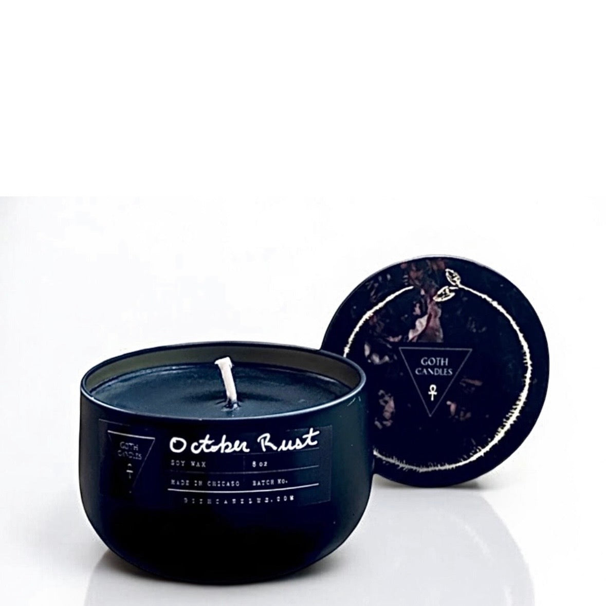 Burning Leaves & Fireplace Scented Candle – October Rust – Goth Candles 8oz