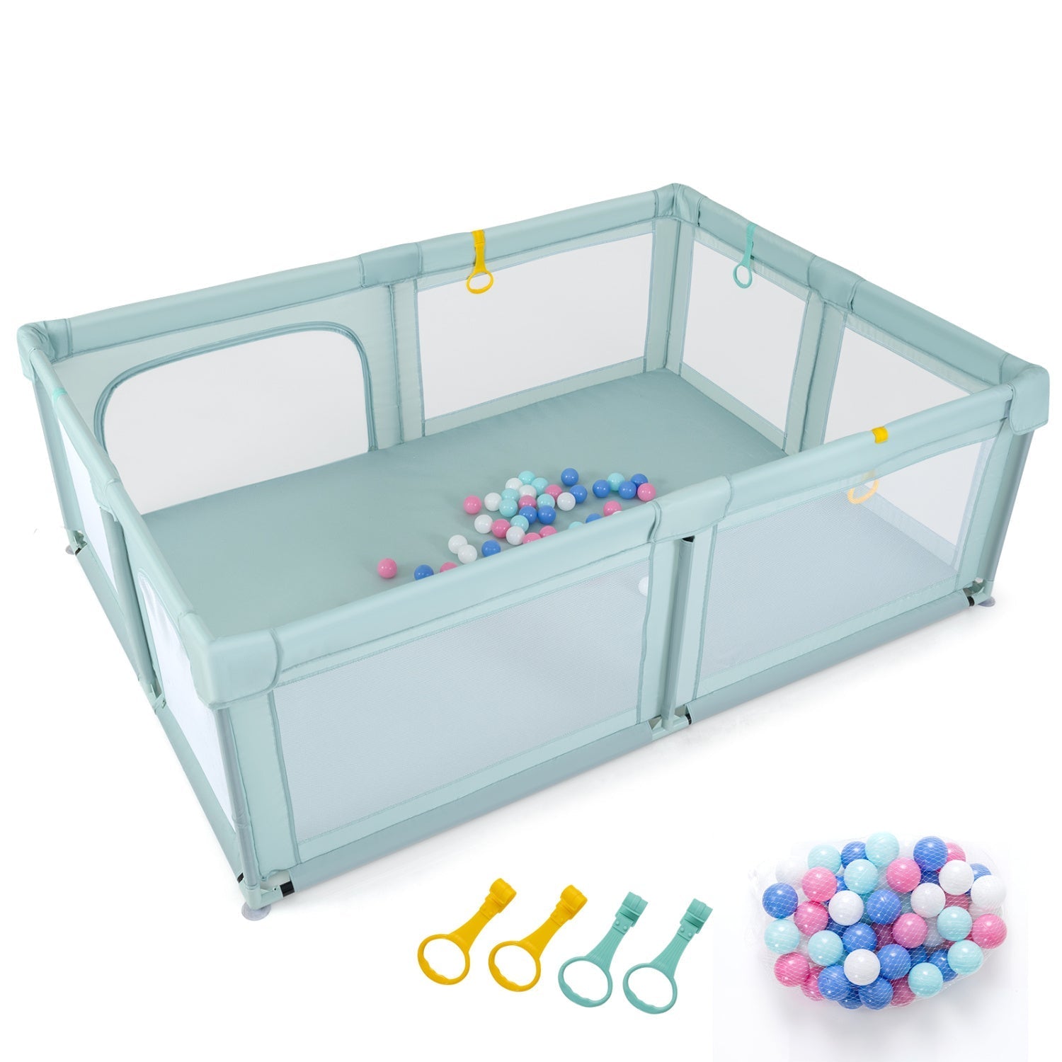 Baby Playpen with 50 Ocean Balls and Breathable Mesh