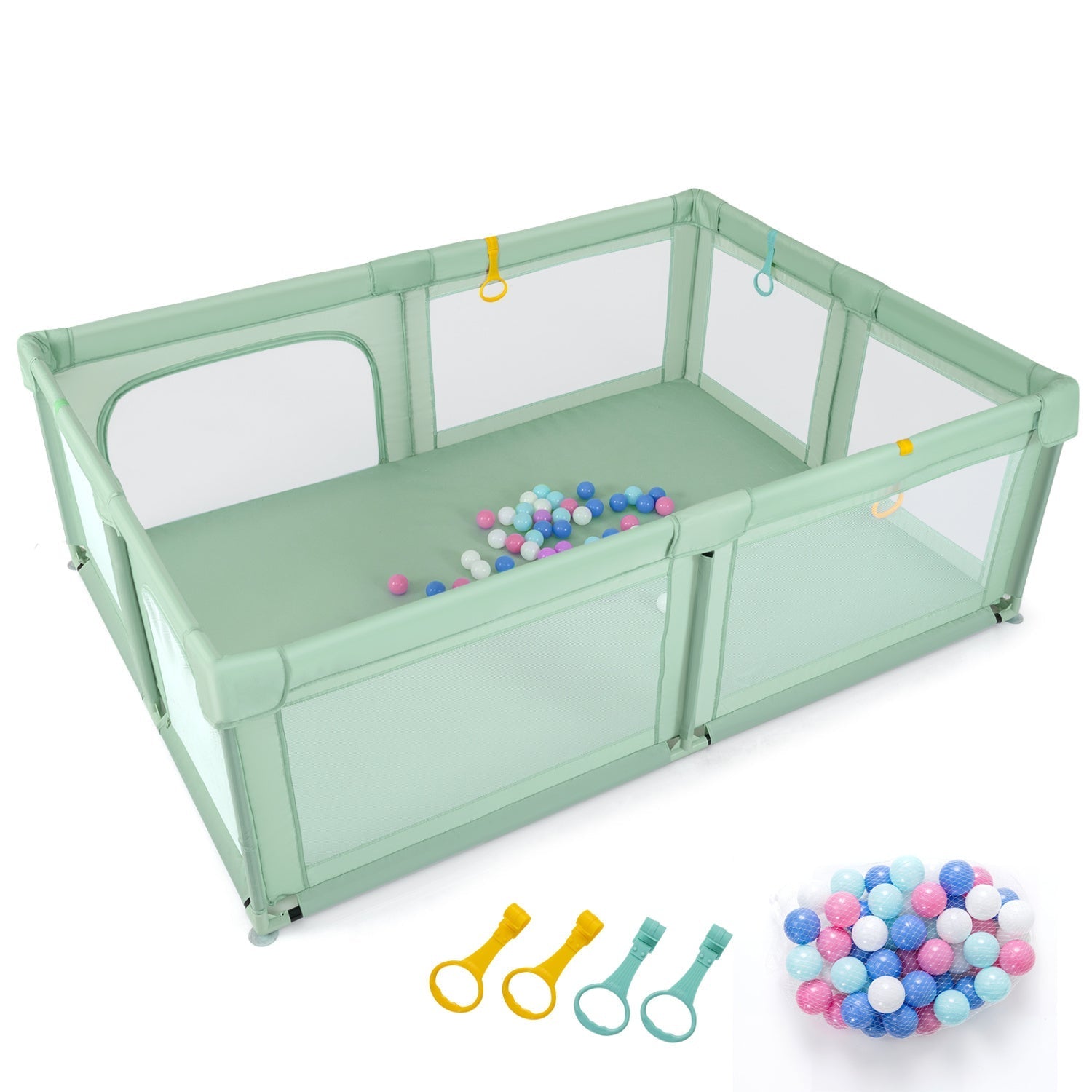 Baby Playpen with 50 Ocean Balls and Breathable Mesh
