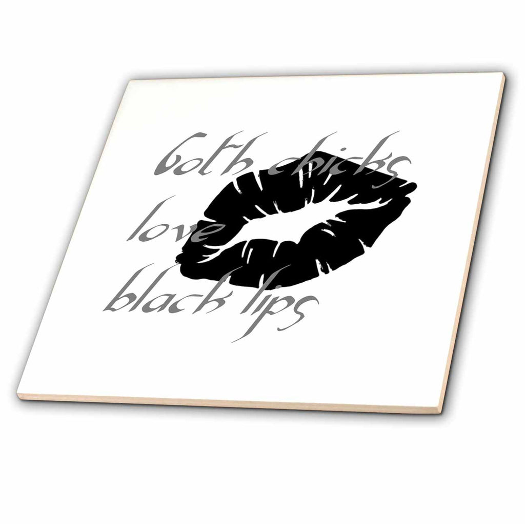 3dRose Taiche - Vector Art - Gothic Lips - Goth Chicks Love Black Lips - Tiles (ct-375767)