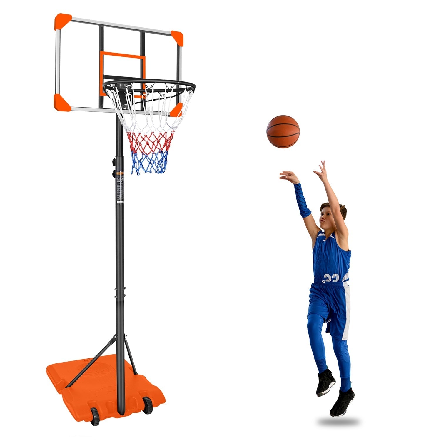 Kids Basketball Hoop Adjustable 5.6-7ft with Wheels