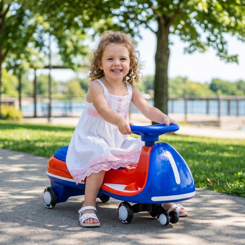 12V Electric Wiggle Ride On Car with Dual Motors & LED Lights