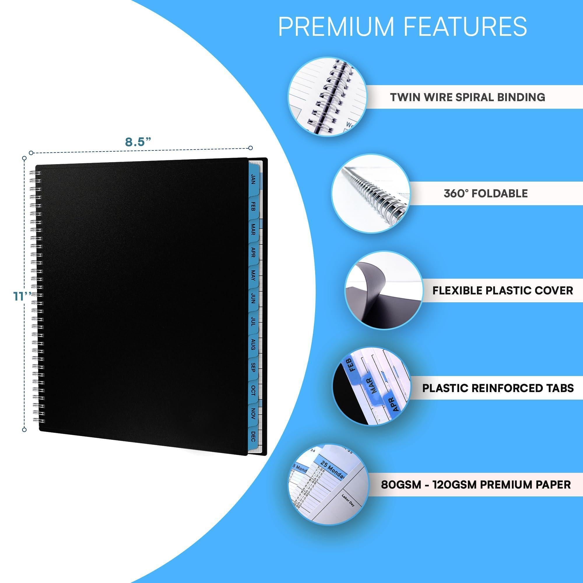 2026 Appointment Book Planner 8.5 x 11 inch Large Blue Tabbed Daily Hourly Weekly Planner Schedule Book 15 Minute time Slots Business & Personal Planner Jan 2026 Dec 2026