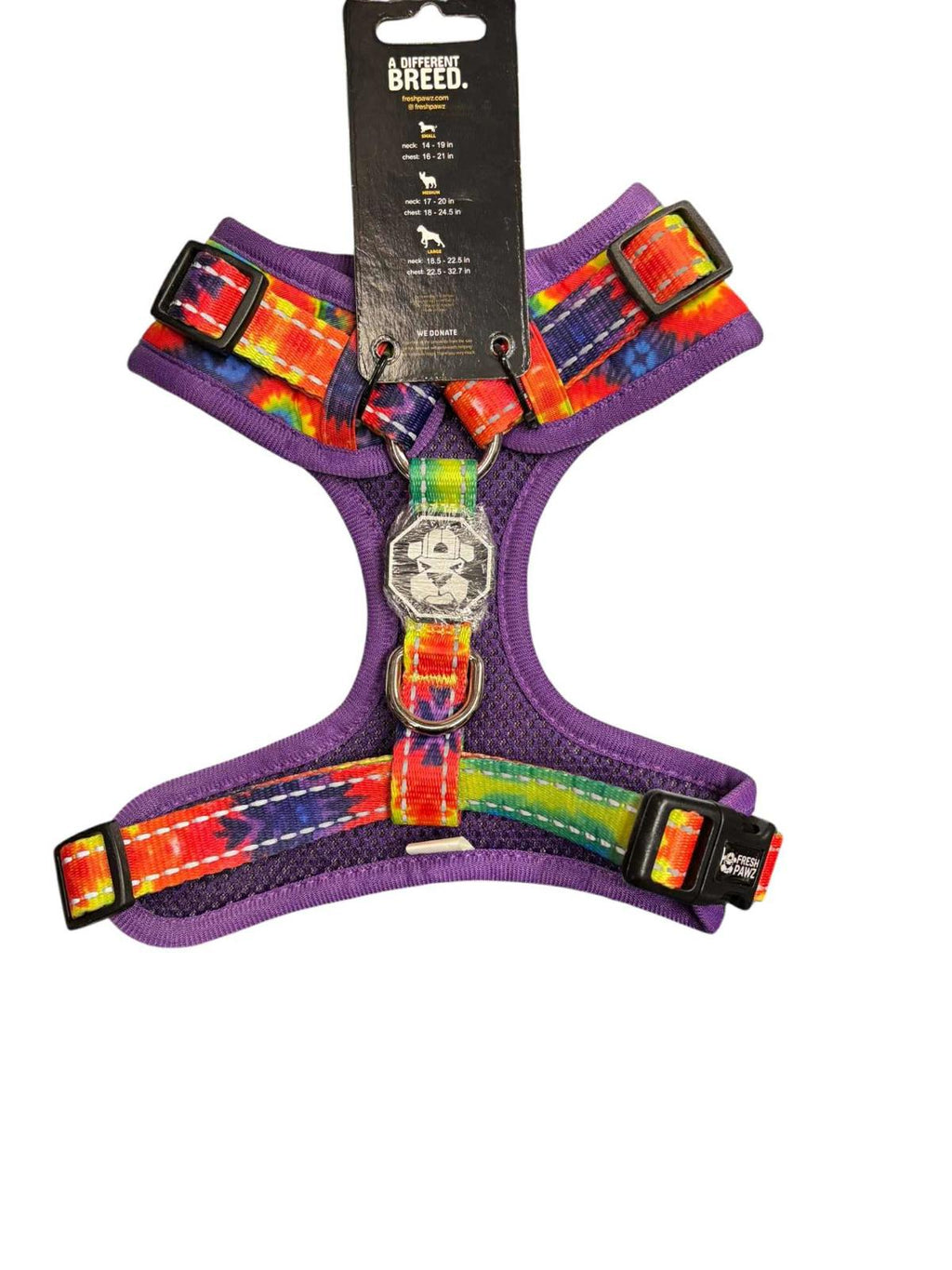 FreshPawz Fully Adjustable Harness Breathable/Reflective Size SMALL Tye Dye