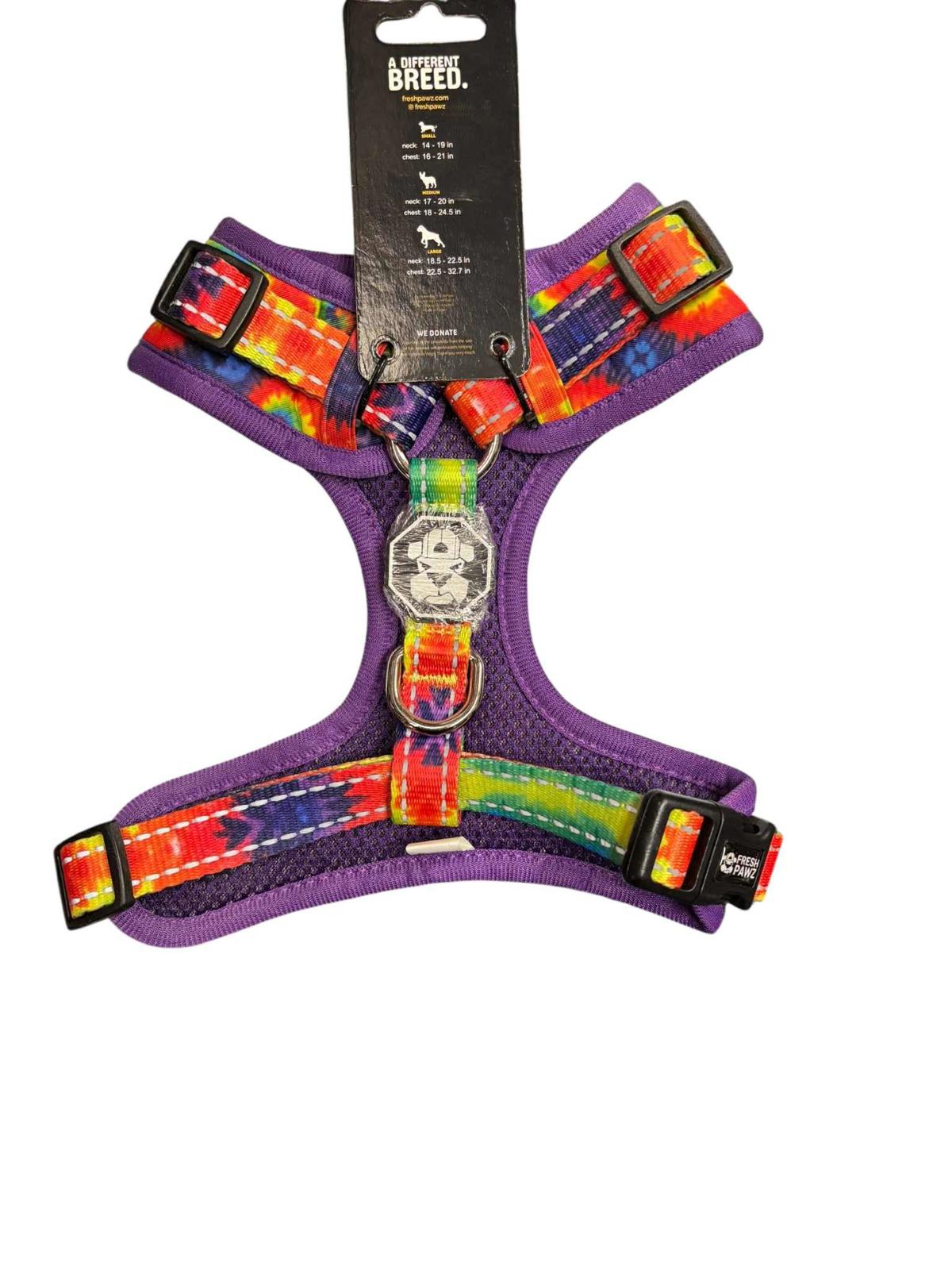 FreshPawz Fully Adjustable Harness Breathable/Reflective Size SMALL Tye Dye