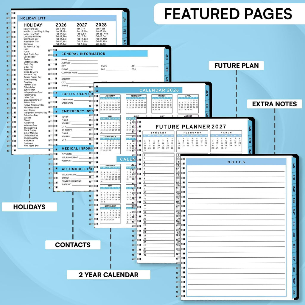 2026 Appointment Book Planner 8.5 x 11 inch Large Blue Tabbed Daily Hourly Weekly Planner Schedule Book 15 Minute time Slots Business & Personal Planner Jan 2026 Dec 2026