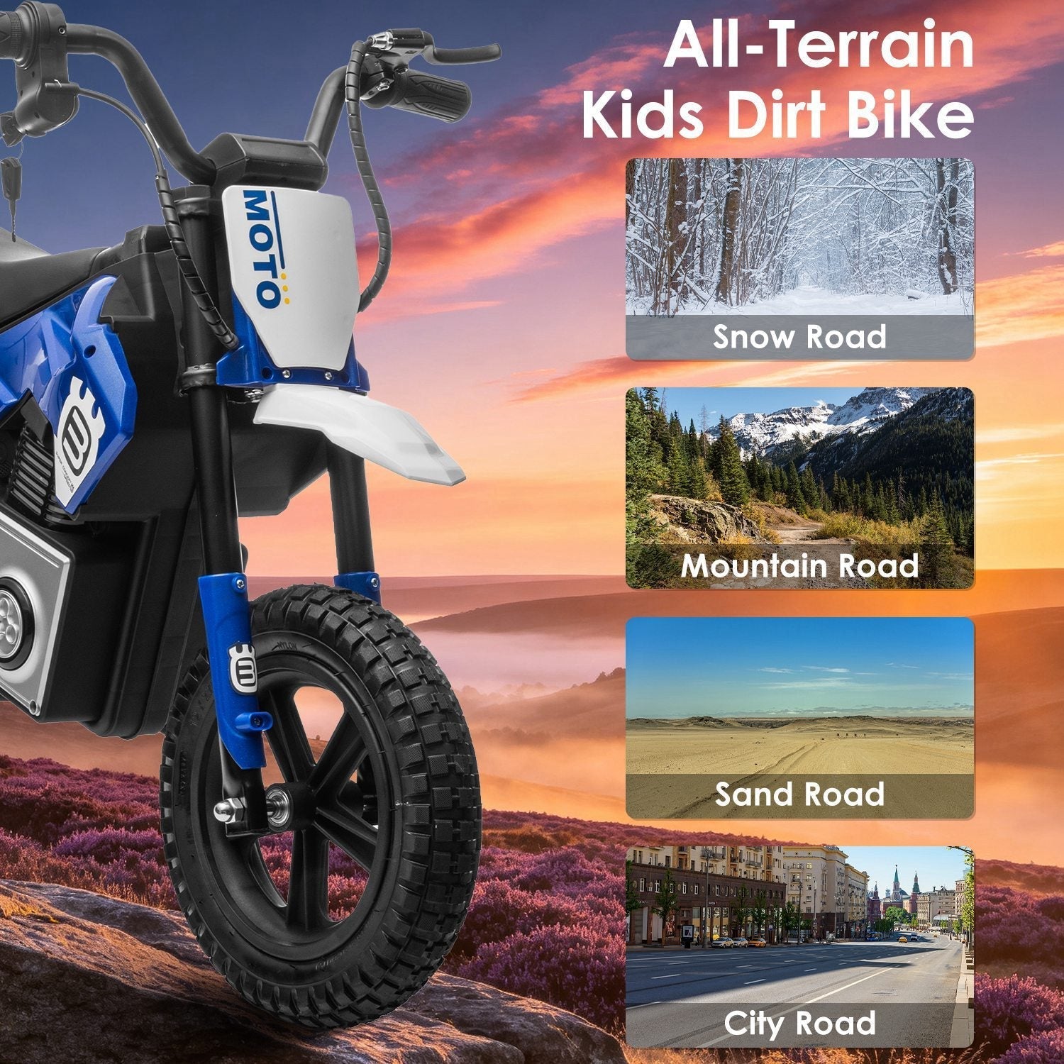 24V Electric Motocross Ride-On Motorcycle for Kids Ages 5-12