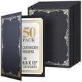 50 Pack Premium Black Certificate Holders 8.5 x 11 inch Heavyweight 300gsm Cardstock Diploma Holder & Certificate Folder Award Certificate Folders for Graduation with Gold Foil Diploma Cover