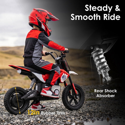 24V Electric Motocross Ride-On Motorcycle for Kids Ages 5-12