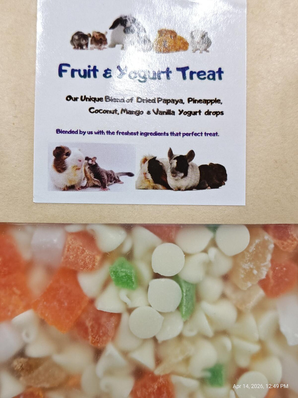 Fruit & Yogurt Blend for Chinchilla, Guinea Pigs, Bunnies, Sugar Gliders, Rats