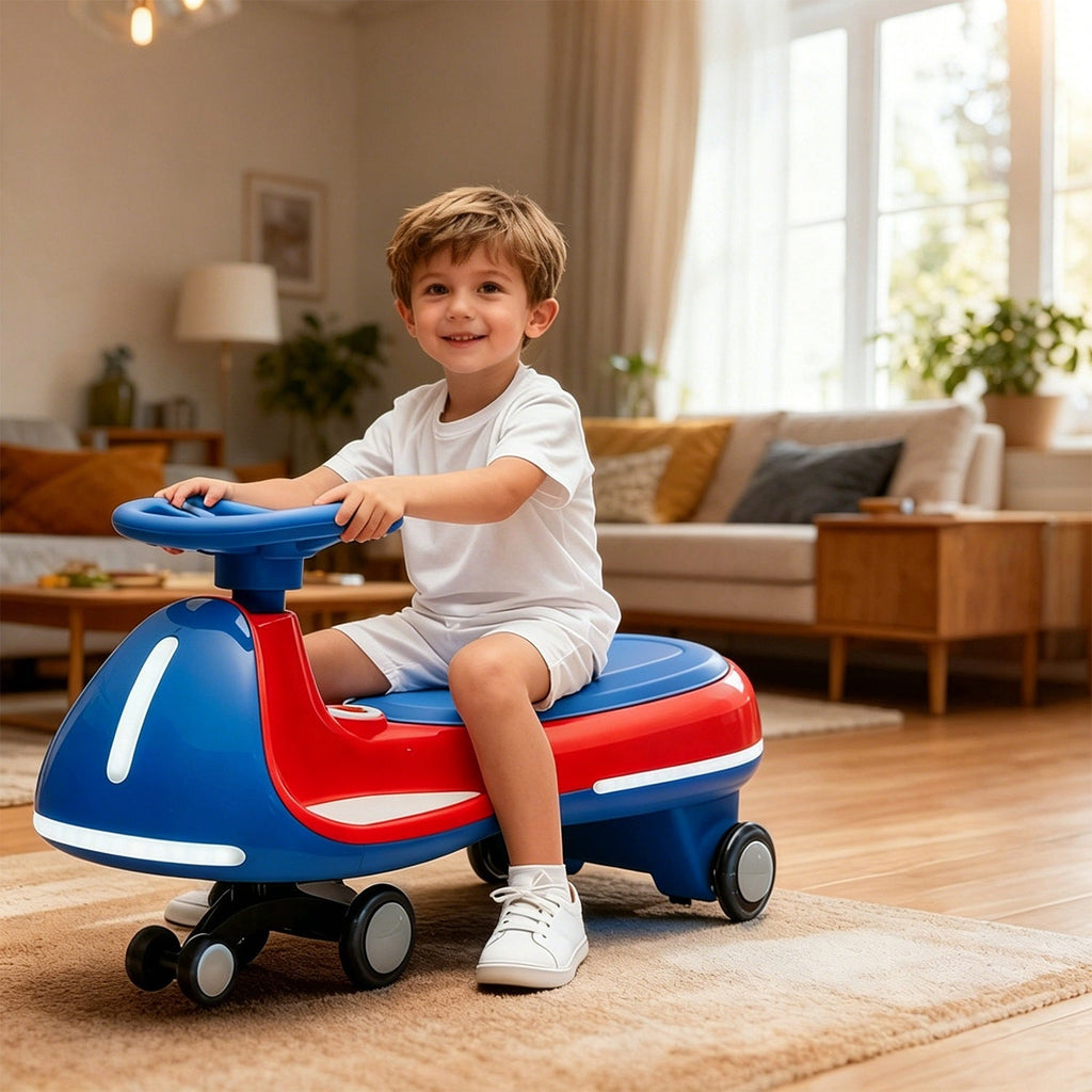 12V Electric Wiggle Ride On Car with Dual Motors & LED Lights