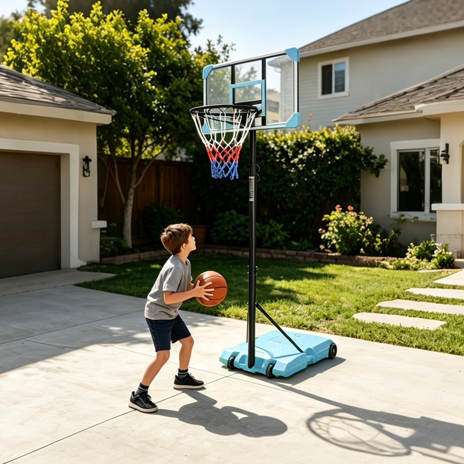 Kids Basketball Hoop Adjustable 5.6-7ft with Wheels