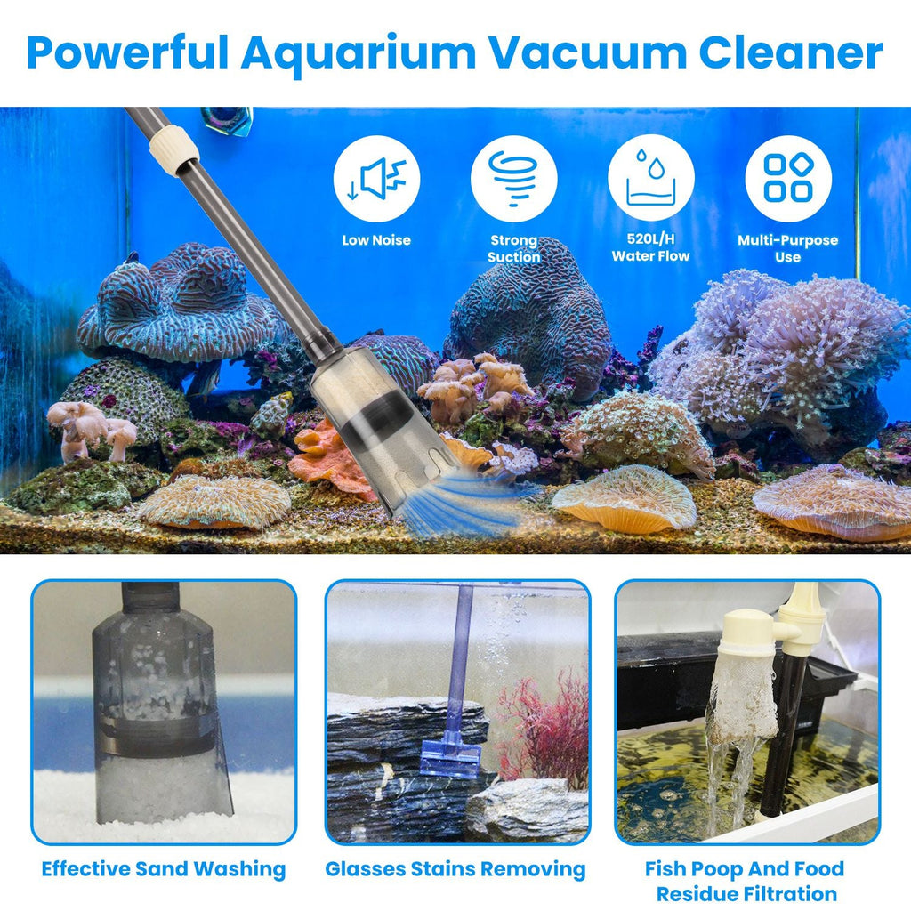 Multifunctional Electric Aquarium Gravel Cleaner Kit Length Adjustable Automatic Fish Tank Vacuum Cleaner Change Water Wash Sand Filter Dirt Removal