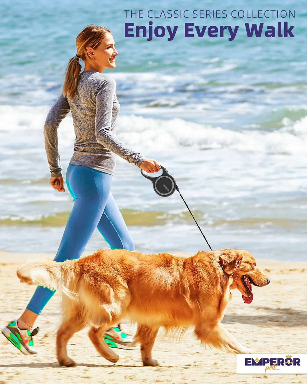 16ft Heavy-Duty Retractable Dog Leash (up to 110lbs)