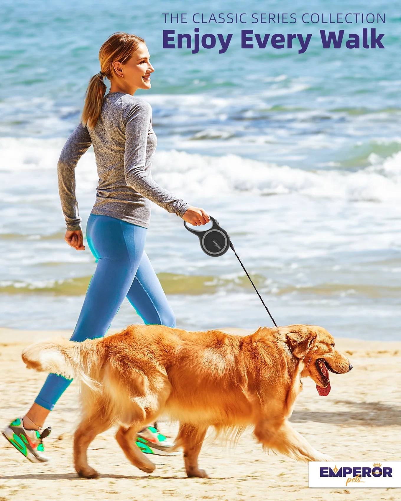 16ft Heavy-Duty Retractable Dog Leash (up to 110lbs)