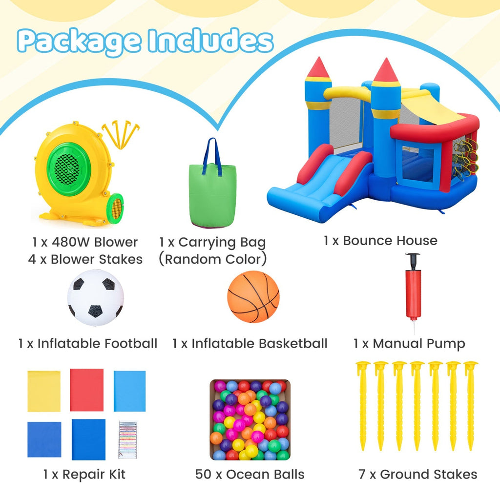 Inflatable Bounce House with Slide and Ball Pit for Kids